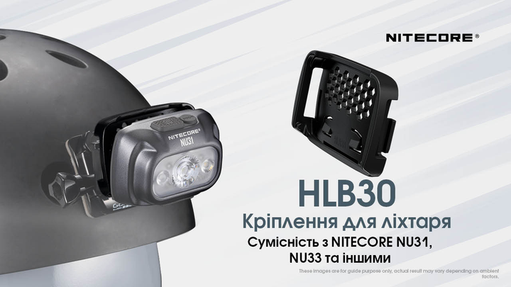 Кріплення на шолом Nitecore HLB30 + HMB1 TAC (для ліхтарів NU31, NU33), комплект - изображение 2