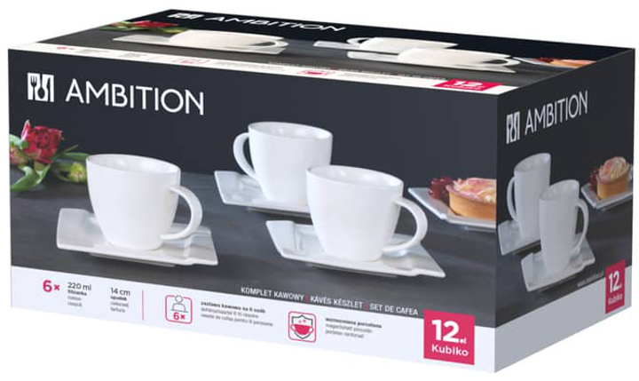 Zestaw Ambition Kubiko filiżanki ze spodkami 6x220 ml (5904134612427) - obraz 5