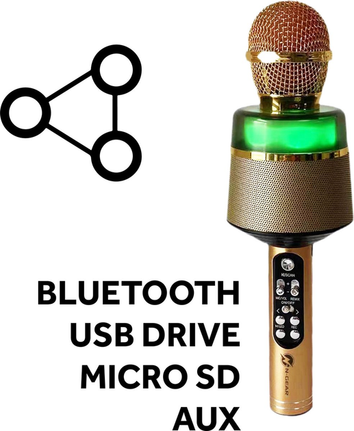 Mikrofon karaoke N-Gear Bluetooth STARMIC S20LG Gold (8720589823167) - obraz 2