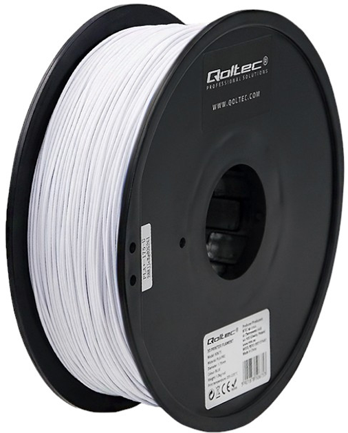 Професійний філамент для 3D-друку Qoltec PLA PRO 1.75 мм 1 кг Cold White (5901878506715) - зображення 2