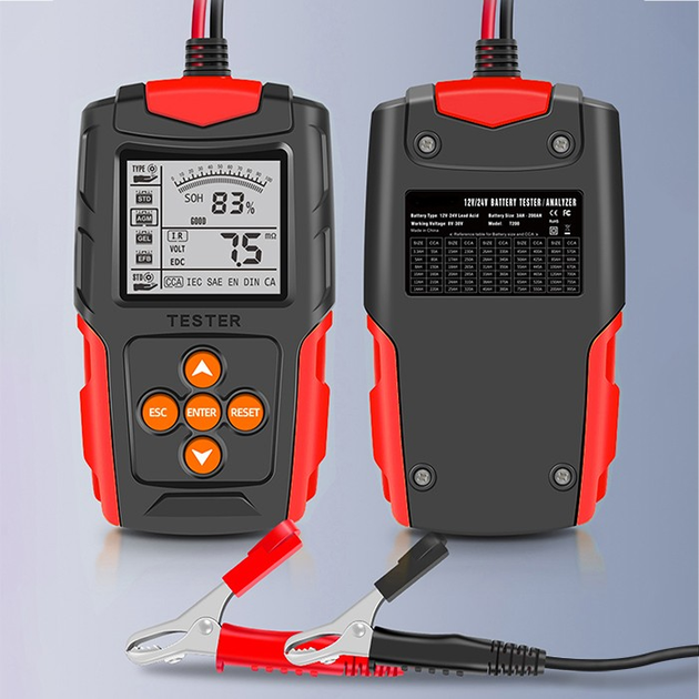 Cyfrowy tester akumulatora Qoltec z wyświetlaczem LCD 12 V 24 V 3 Ah - 200 Ah (5901878524849) - obraz 4