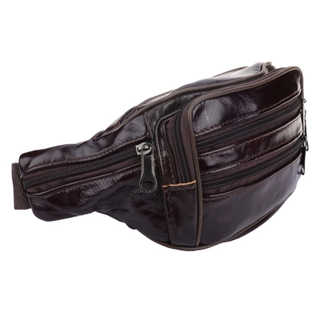 Мужская кожаная сумка на пояс Borsa Leather 1t167m-brown - изображение 2