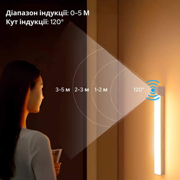 LED світильник з акумулятором та датчиком руху, 6000K, USB 5V, 10 см - зображення 4