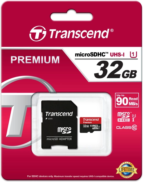 Transcend MicroSDHC UHS-I 32 GB Class 10 + SD-adapter (TS32GUSDU1) - изображение 2
