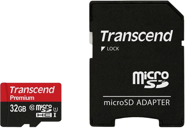 Transcend MicroSDHC UHS-I 32 GB Class 10 + SD-adapter (TS32GUSDU1) - изображение 1