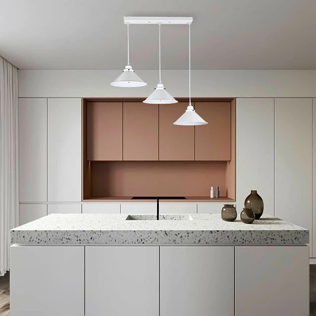 Біла люстра лофт на три плафони (52-839F-3 WH+WH (500)) - зображення 7