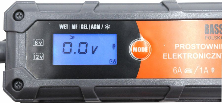 Prostownik elektroniczny Bass Polska 6/12 V 6 A 160 Ah do baterii żelowych i kwasowych AGM & STD 6701 (5902067621394) - obraz 3