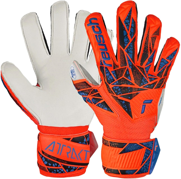 Рукавички футбольні воротарські Reusch Attrakt Solid Finger Support Junior 5472510 2210 розмір 8 Помаранчевий з білим (4060485481363) - зображення 1