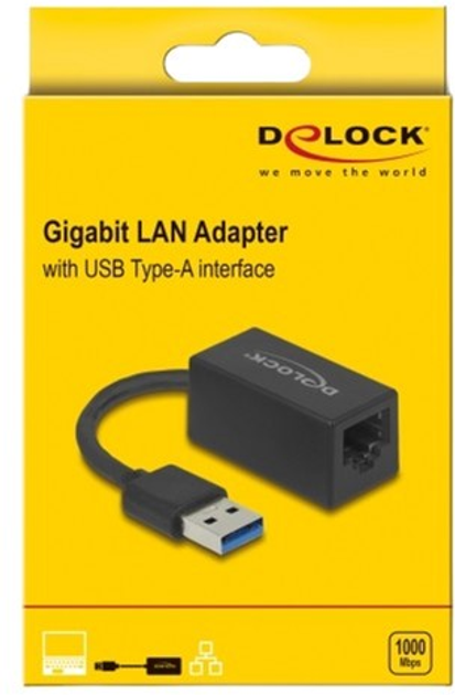 Adapter Delock USB Type-A - RJ45 Black (4043619659036) - obraz 2