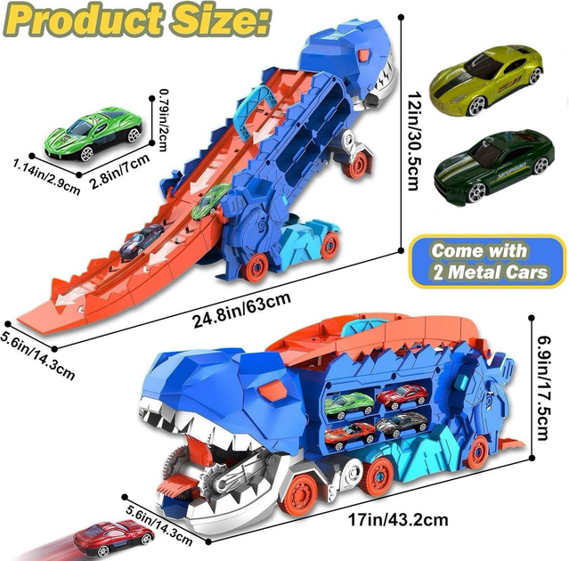 Трейлер-автопаркинг 2 в 1 "Dinosaur Truck" 111 Трек Трансформер - изображение 6