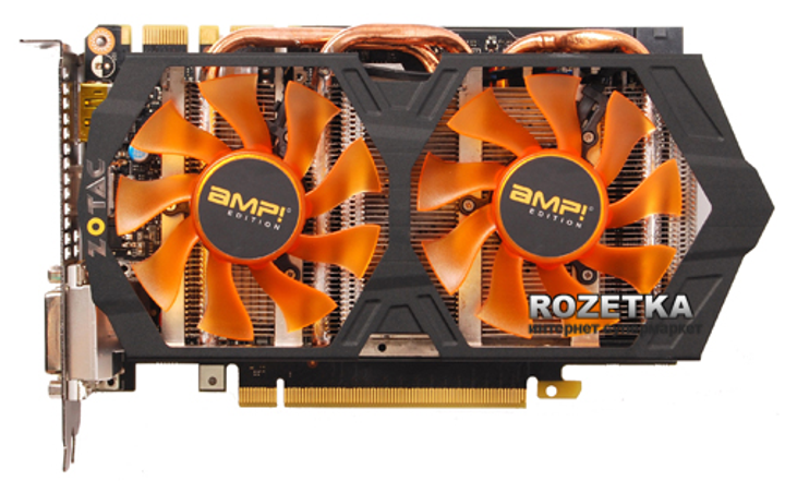 Zotac PCI-Ex GeForce GTX 760 AMP! Edition 2GB GDDR5 (256bit) (1111/6208) (2x DVI, HDMI, DP) (ZT-70402-10P) - изображение 1