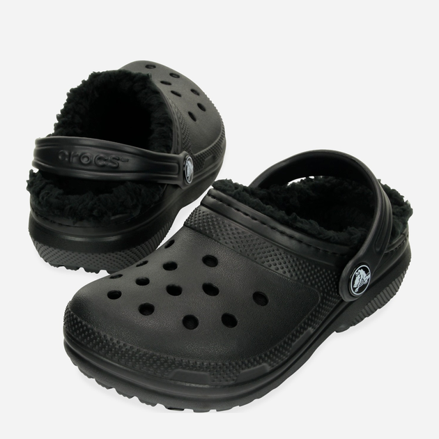 Дитячі крокси-сабо для хлопчика утеплені Crocs Classic Lined Clog Kids 207010-060 34-35 Чорні (191448702257) - зображення 3