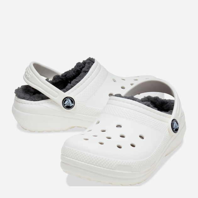 Дитячі крокси-сабо для хлопчика утеплені Crocs Classic Lined Clog Kids 207010-10M 32-33 Білі (191448702325) - зображення 3