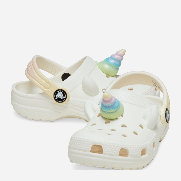 Дитячі крокси-сабо для дівчинки Crocs Classic Iam Rainbow Unicorn Clog T 209701-0WV 24-25 Молочні (196265543557) - зображення 3