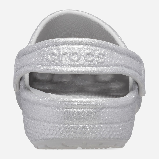 Дитячі крокси-сабо для дівчинки Crocs Classic Glitter Kids Clog T 206992-0IC 25-26 Серебристі (196265550470) - зображення 5
