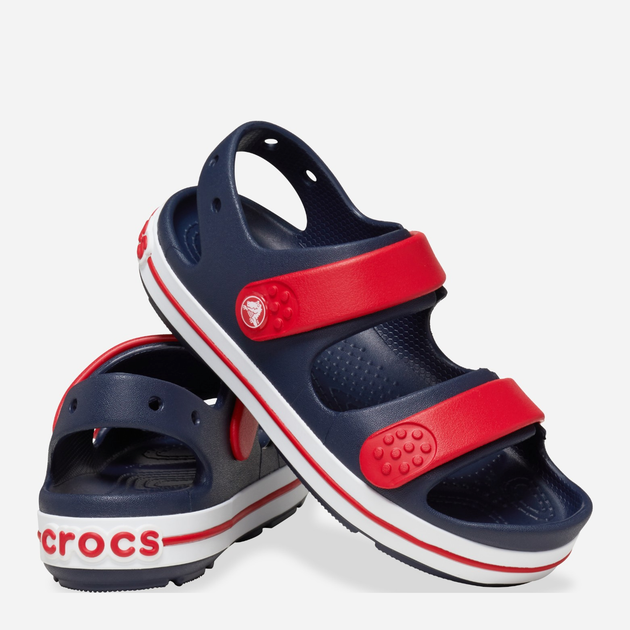 Дитячі сандалії для хлопчика Crocs Crocband Cruiser Sandal T Kids 209424-4OT 23-24 Темно-сині з червоним (196265604043) - зображення 3