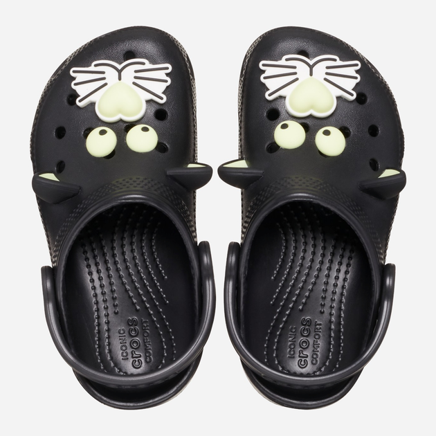 Дитячі крокси-сабо для дівчинки Crocs Classic Glow Black Cat Clog Kids T 210197-001 23-24 Чорні (196265770076) - зображення 4
