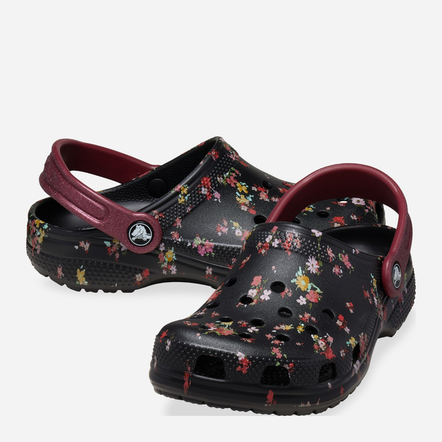 Дитячі крокси-сабо для дівчинки Crocs Classic Ditsy Floral Clog K 210354-0C4 33-34 Чорні (196265775675) - зображення 3
