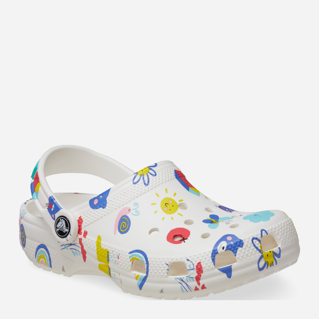 Chodaki dziecięce dla dziewczynki Crocs Classic Doodle Print Clog K 210356-94S 30-31 Białe (196265775835) - obraz 2