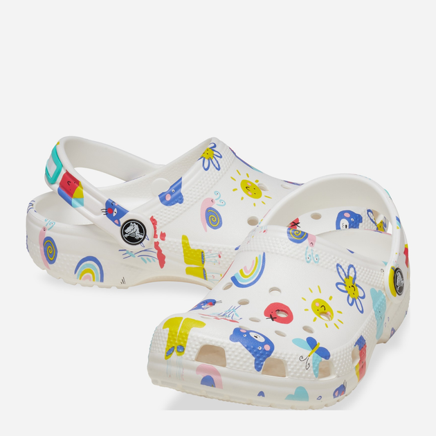 Підліткові крокси-сабо для дівчинки Crocs Classic Doodle Print Clog K 210356-94S 37-38 Білі (196265775880) - зображення 3
