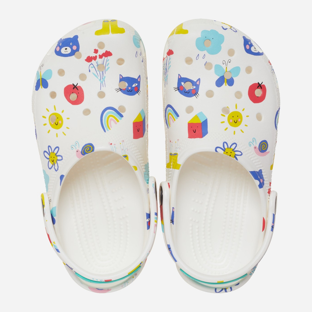 Дитячі крокси-сабо для дівчинки Crocs Classic Doodle Print Clog K 210356-94S 32-33 Білі (196265775842) - зображення 4