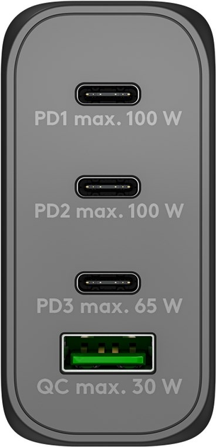 Зарядний пристрій Goobay USB-C PD GaN Multiport Fast Charger 100 W Black (4040849655555) - зображення 4