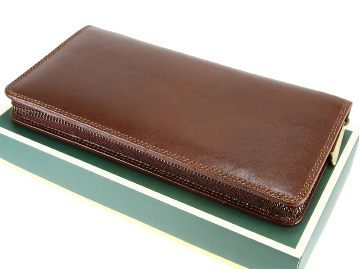 Кожаный кошелек(тревелер) для путешествий Visconti MZ101 Wing (Italian Brown) - изображение 6