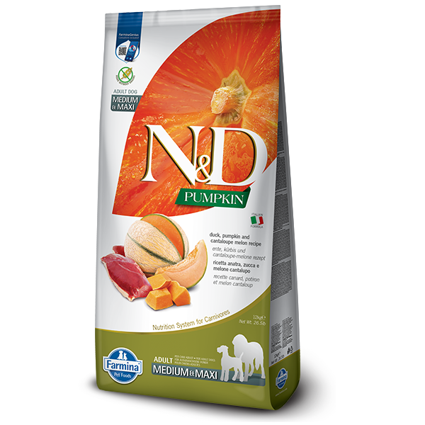 Сухой беззерновой корм Farmina Pumpkin Duck&Cantaloupe Adult для средних и крупных собак, с уткой, 12 кг (*) - Фото 1 Сухой беззерновой корм Farmina Pumpkin Duck&Cantaloupe Adult для средних и крупных собак, с уткой, 12 кг (*) - изображение 1
