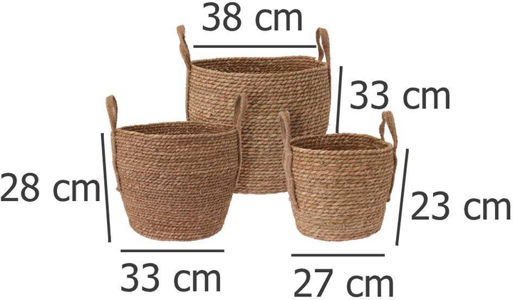 Zestaw koszy z uchwytami Home & Styling Collection uniwersalne plecione 3 szt (8719202612028) - obraz 3