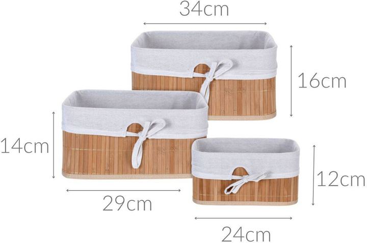 Zestaw koszy do przechowywania Storage solutions naturalny bambusowy (8719987088209) - obraz 5