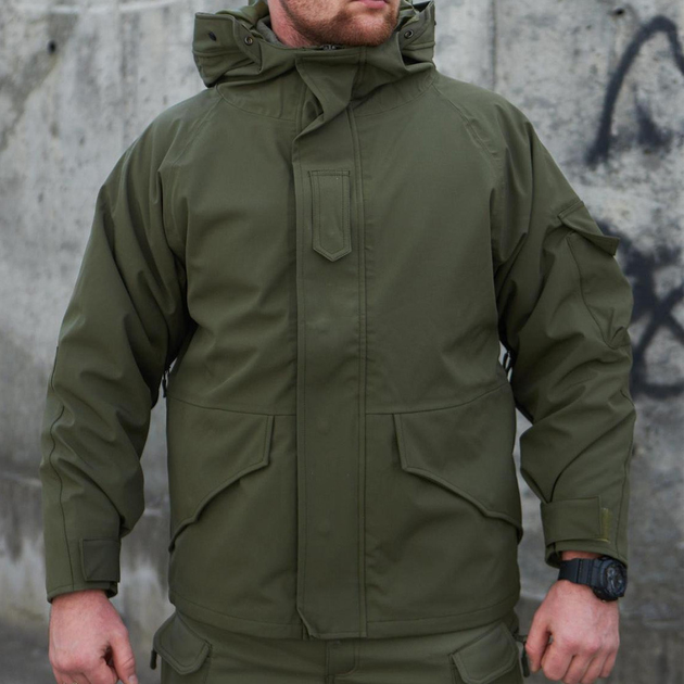 Мужская водонепроницаемая Куртка 2в1 HAN-WILD G8 Softshell со съемной флисовой подкладкой олива размер M - изображение 1