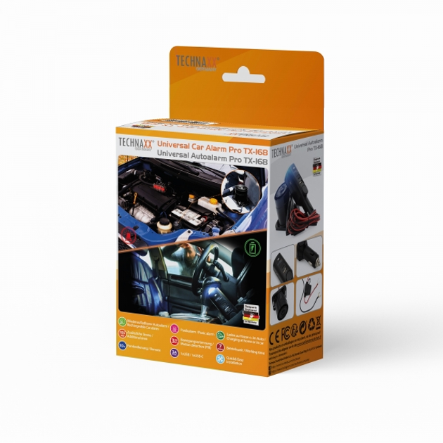 Alarm samochodowy Technaxx TX-168 do 10 m z pilotem USB Czarny (4260358124759) - obraz 7