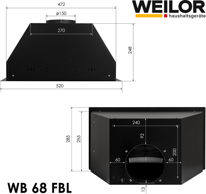 Вытяжка WEILOR WB 68 FBL - изображение 12