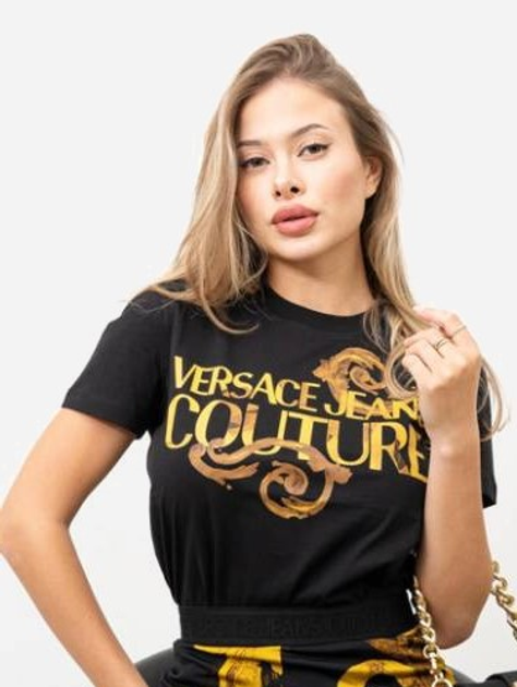 Футболка бавовняна жіноча Versace Jeans Couture vjc76hahg00cj00gg89 L Чорна (8052019591040) - зображення 1