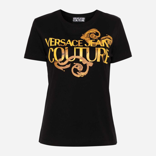 Koszulka damska bawełniana Versace Jeans Couture vjc76hahg00cj00gg89 L Czarna (8052019591040) - obraz 4