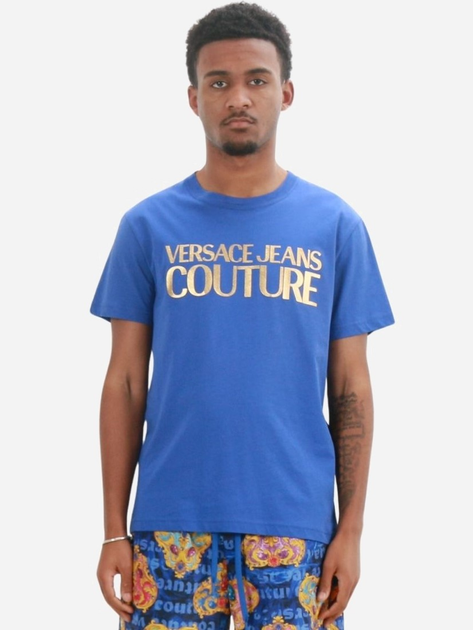 Koszulka męska bawełniana długa Versace Jeans Couture vjc76gaht00cj00tg20 L Niebieska (8052019580037) - obraz 1