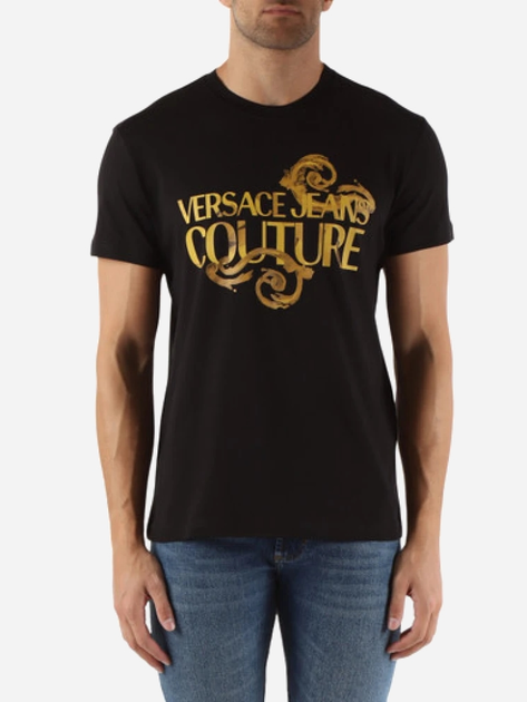 Футболка бавовняна довга чоловіча Versace Jeans Couture vjc76gahg00cj00gg89 L Чорна (8052019589658) - зображення 1