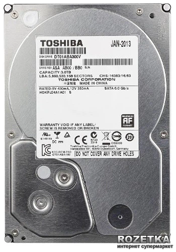 Жесткий диск Toshiba Video Stream 3TB 5900rpm 32MB DT01ABA300V 3.5