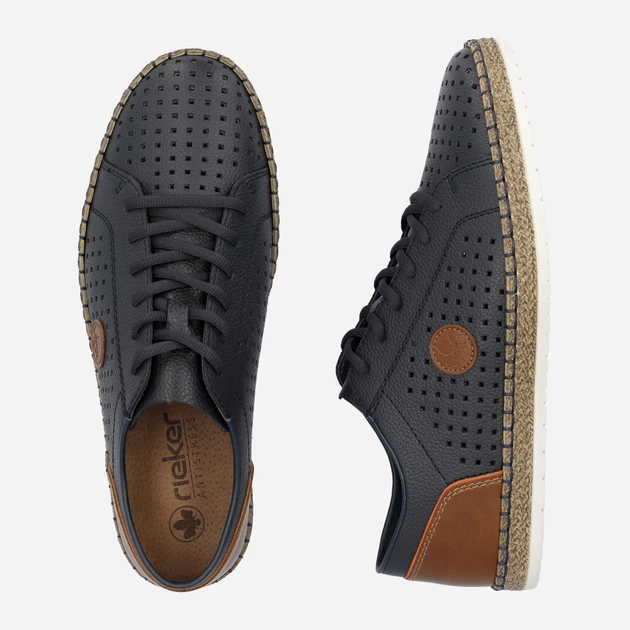 Sneakersy męskie do kostki skórzane Rieker rieb5213-15 44 Granatowe (4061811385898) - obraz 7