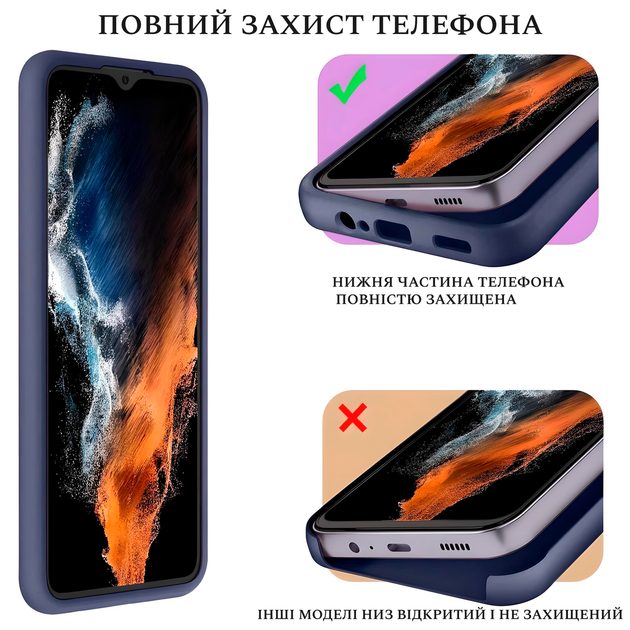 Чохол Silicone case Camera Protective Samsung A72 (08) темно синій Dark Blue - зображення 4
