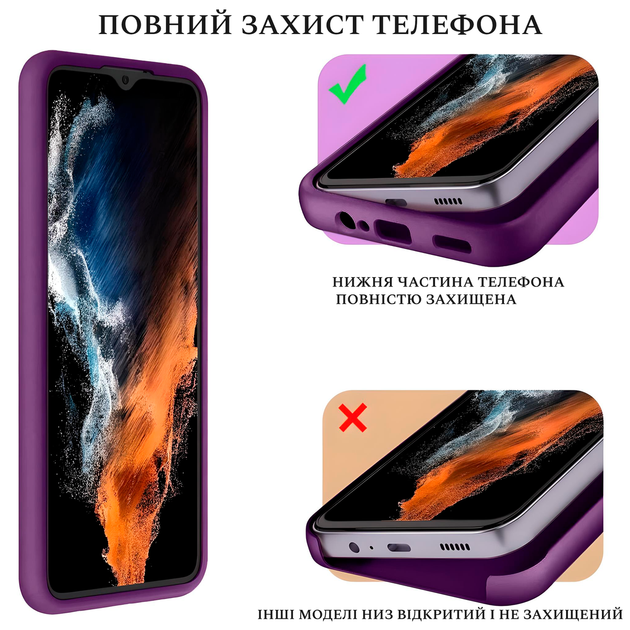 Чохол Silicone case Camera Protective Xiaomi Redmi Note 13 4G (14) фіолетовий Purple - зображення 4