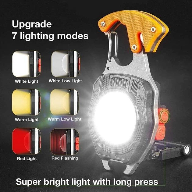 Карманный фонарик брелок S147 светодиодный LED фонарь c зажигалкой аккумуляторный с карабином и магнитом - изображение 5