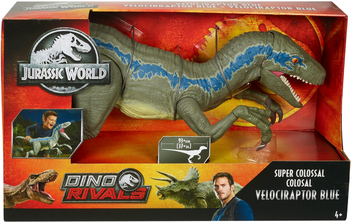 Figurka dinozaura Mattel Jurassic World Riesendino Velociraptor Blue 45 cm (0887961734737) - obraz 1