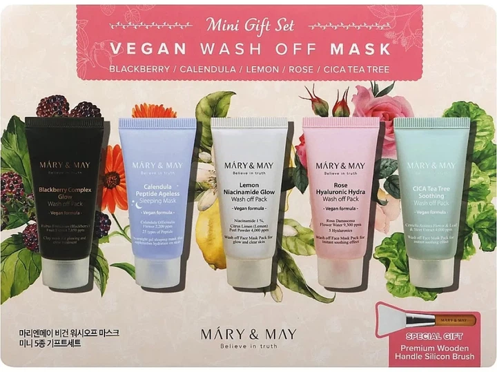 Набор веганских масок Mary&May Vegan Wash off MasK Mini Gift Set 5