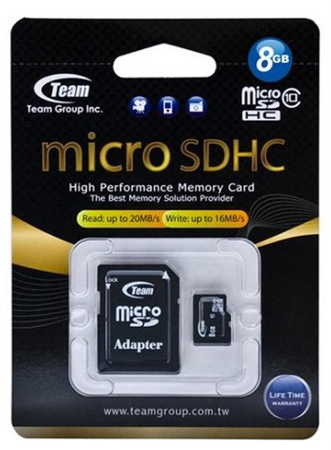 Карта памяти Team + SD-adapter (TUSDH8GCL1003) - изображение 3