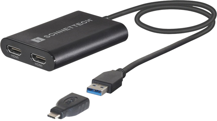 Adapter-przejściówka Sonnet Dual HDMI 2.0 4K to USB Type-C/Type-A/Thunderbolt Black (0732311013232) - obraz 1