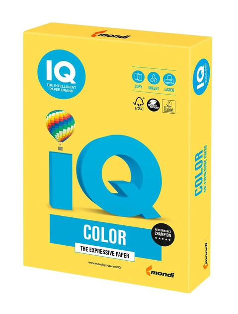 Бумага Mondi IQ Color А3 160 г/м2 CY39 насыщенный ярко-желтый 250 ...