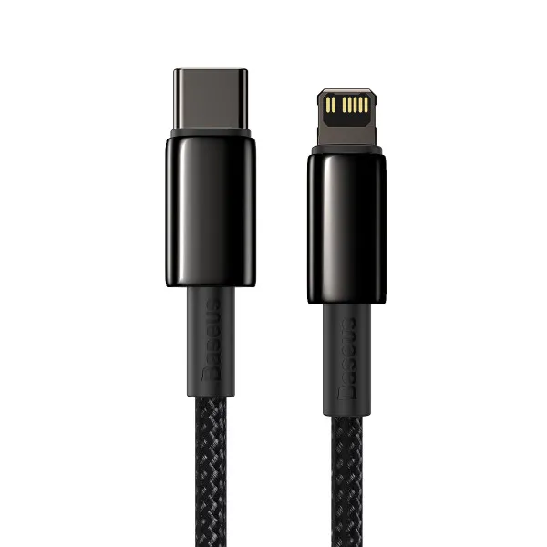 Кабель Baseus Tungsten Gold PD Type-C to Lightning 20W 2.4А 1m чорний CATLWJ-01 - изображение 3