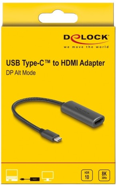 Kabel-adapter Delock USB Type-C - HDMI (DP Alt Mode) 8K z funkcją HDR (64229) - obraz 2