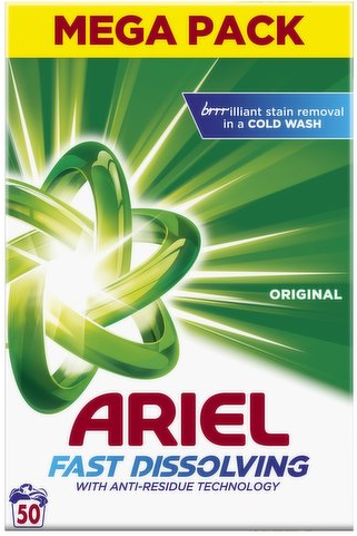 Пральний порошок Ariel Original Fast dissolving anti - residue technology 50 прань 3250 g - Фото 1 Пральний порошок Ariel Original Fast dissolving anti - residue technology 50 прань 3250 g - зображення 1
